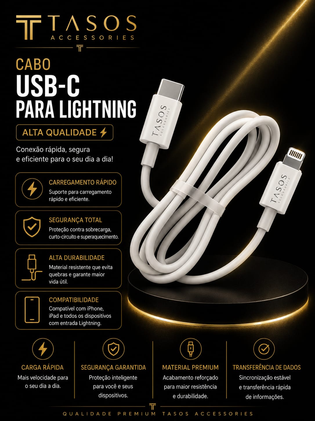 Cabo USB-C para Lightning FAM Prime 30W