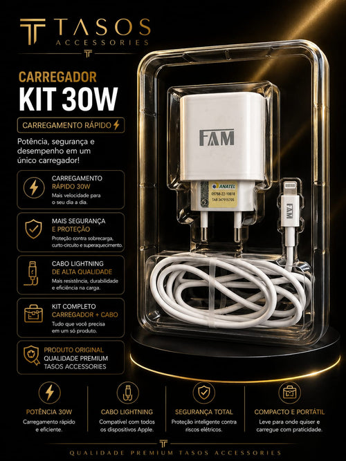 Cabo USB-C para Lightning FAM Prime 30W