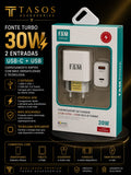 Fonte Turbo 30W USB-C + USB