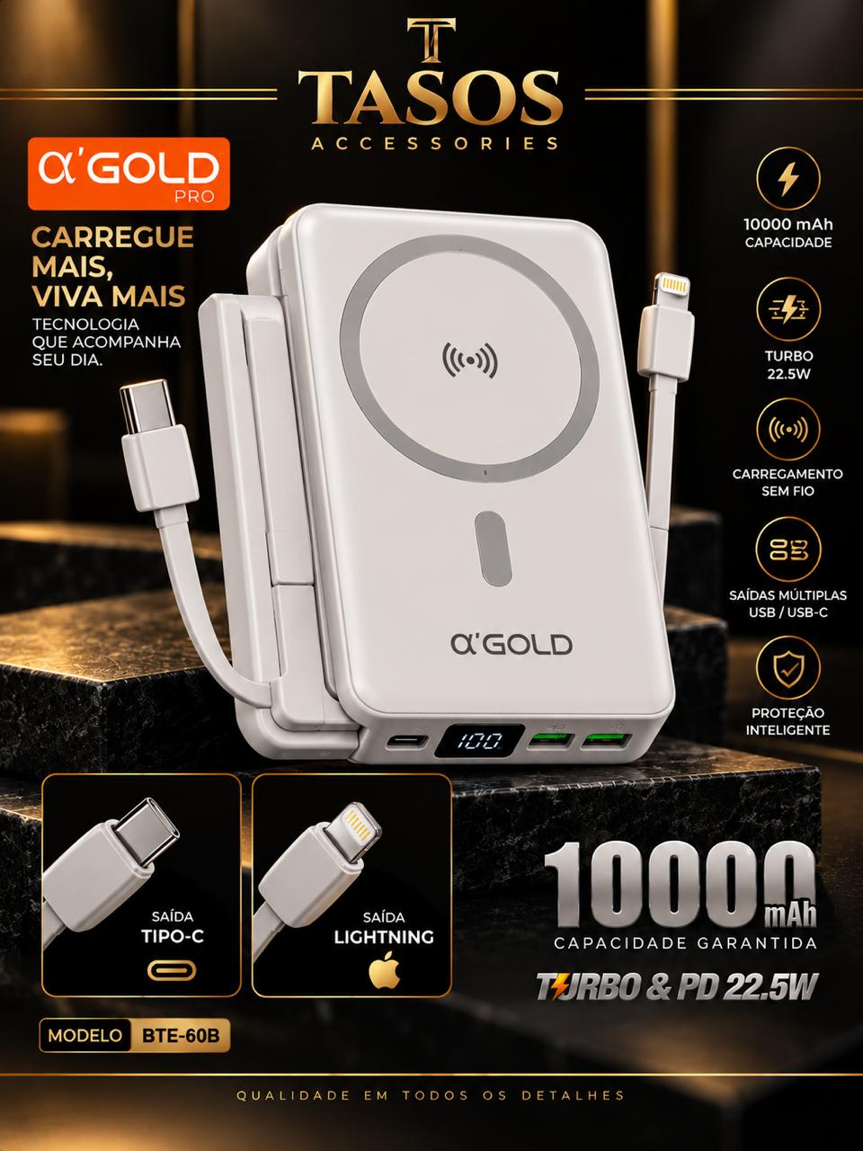 POWER BANK  (α’GOLD PRO BTE-60B)  10.OOOmAh+PD